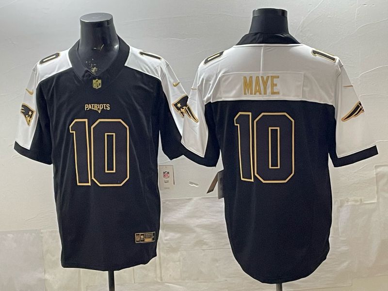 Men 2026 New England Patriots #10 Maye Black gold 3th generations Nike Limited NFL Jersey style 007->new england patriots->NFL Jersey